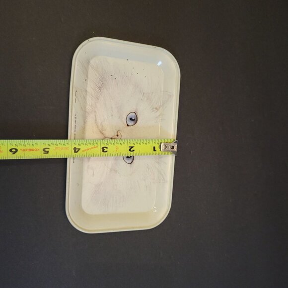 Vintage 1984 Marlex Cat Face Design Rectangular Metal Tray - Picture 5 of 6